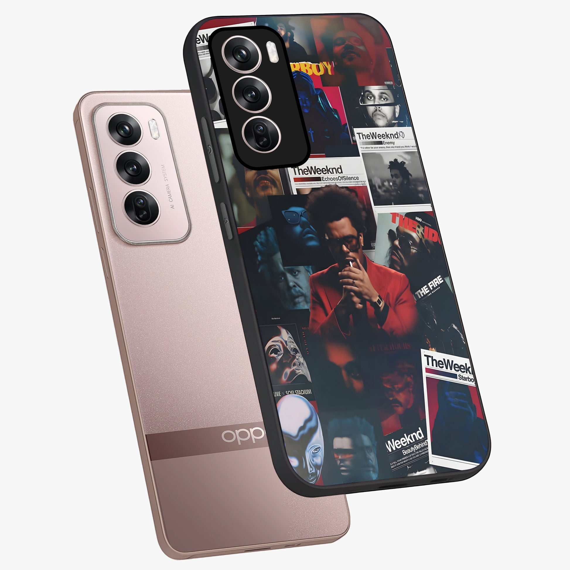 The Weeknd Glass Case displayed in angled mockup highlighting stylish pop culture inspired design with modern aesthetic.