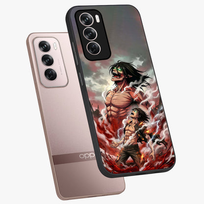 Titan Awakening Fury Glass Case displayed in angled mockup highlighting dramatic giant warrior design with bold anime aesthetic.