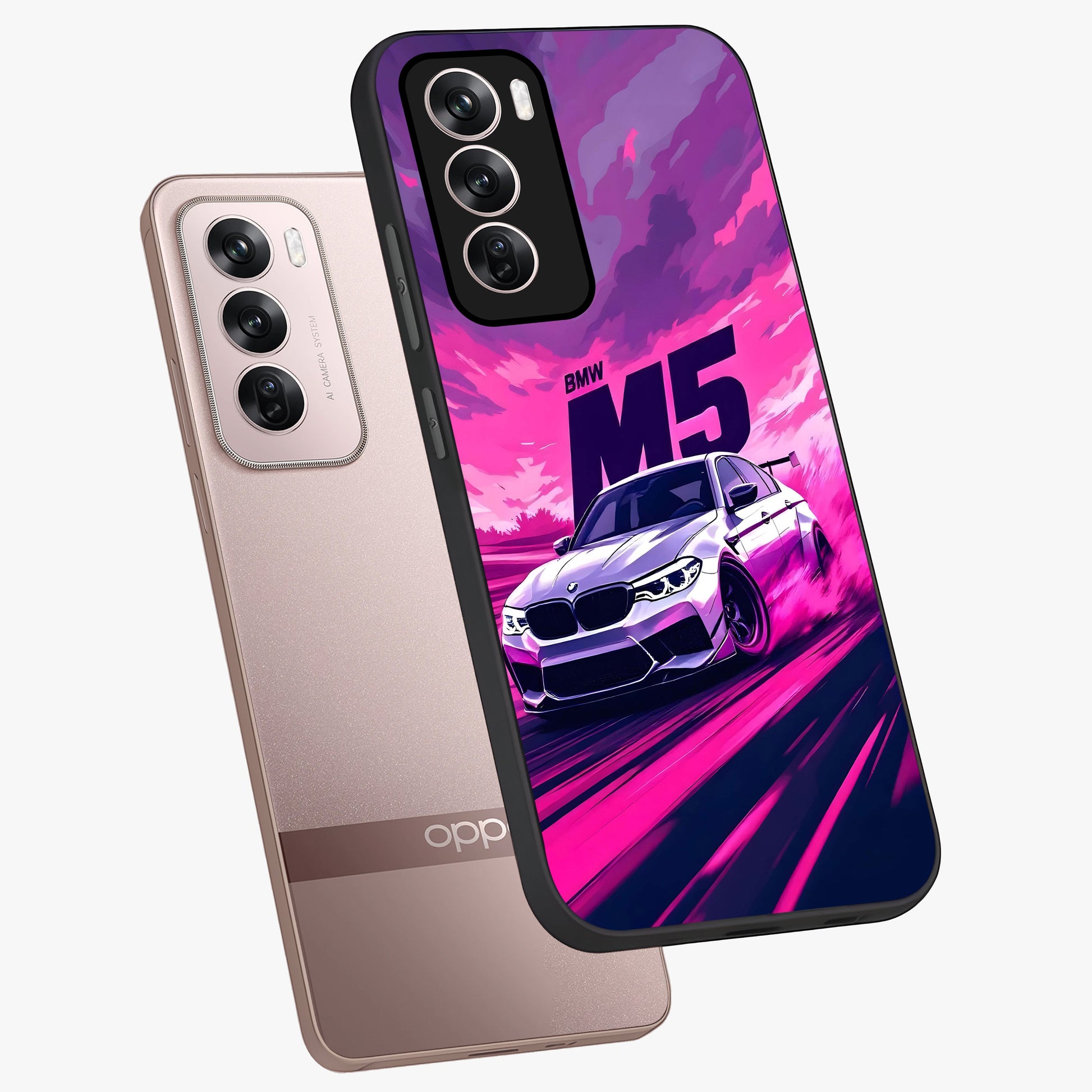 Velocity Drift Pulse Glass Case displayed in angled mockup highlighting dynamic drift design with sporty automotive aesthetic.
