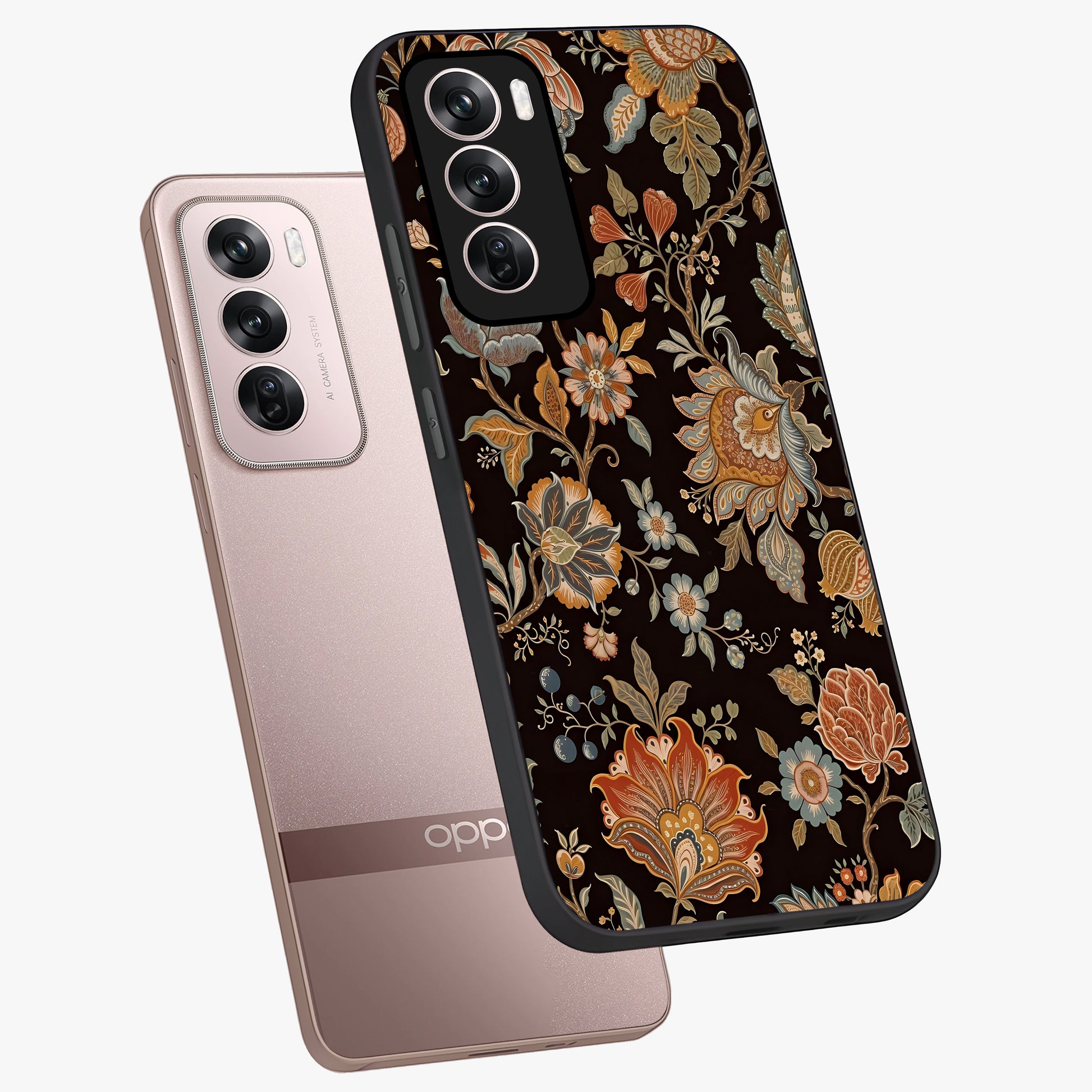 Vintage Floral Dream Glass Case displayed in angled mockup highlighting elegant vintage flower design with soft aesthetic style.