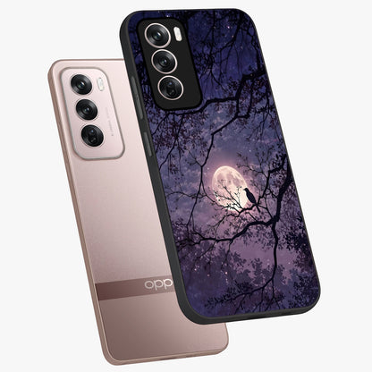 Whispering Moon Silence Glass Case displayed in angled mockup highlighting calm lunar design with dreamy night aesthetic.