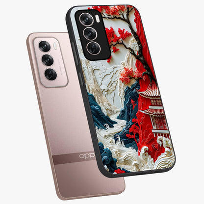 Whispers Of Sakura Waves Glass Case displayed in angled mockup highlighting flowing sakura design with soft floral aesthetic.