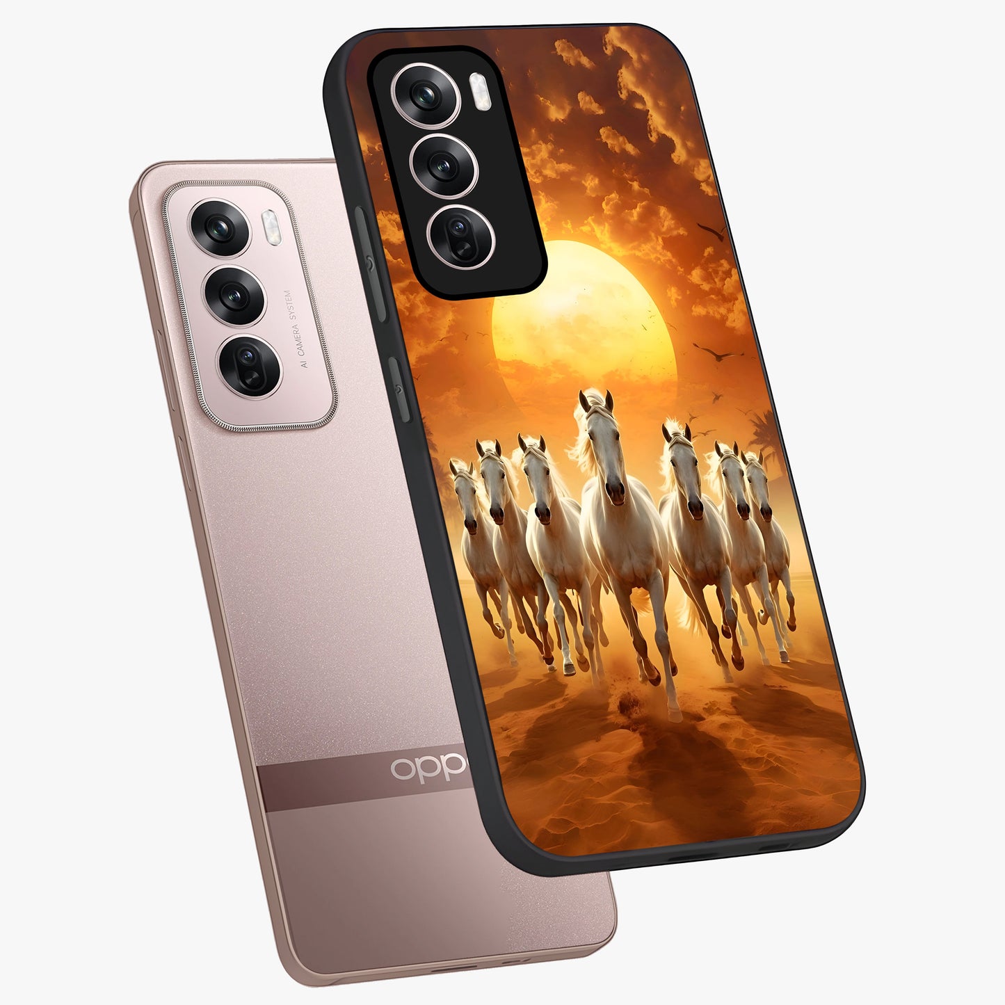 Wild Sunset Majesty Glass Case displayed in angled mockup highlighting vibrant sunset sky design with scenic aesthetic.