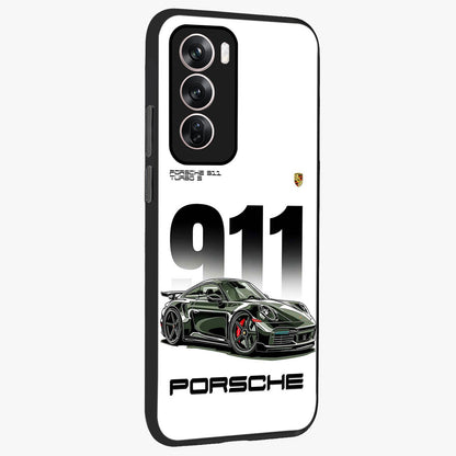 911 Turbo Dominance Glass Case upright perspective showcasing powerful racing design and modern automotive aesthetic.