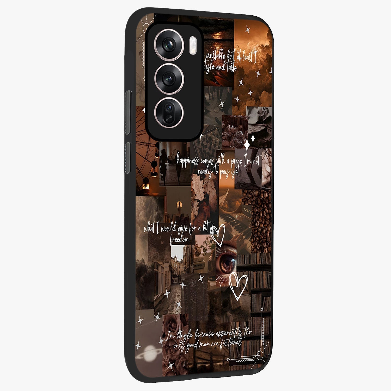 Bittersweet Aesthetic Chaos Glass Case upright view showcasing bold artistic chaos design with modern aesthetic style.