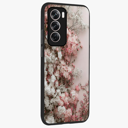Blush Blossom Cloud Glass Case upright view showcasing calm floral cloud artwork with gentle dreamy theme.