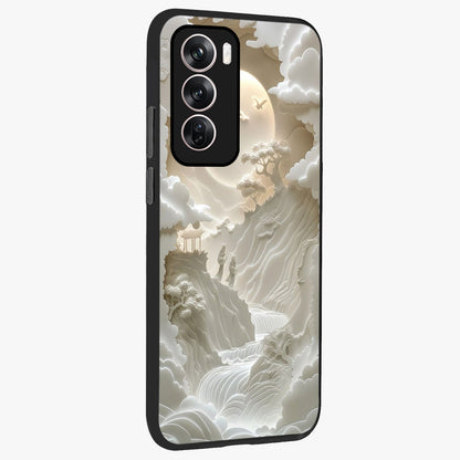 Celestial Origami Glass Case upright view showcasing creative origami artwork with modern celestial style.