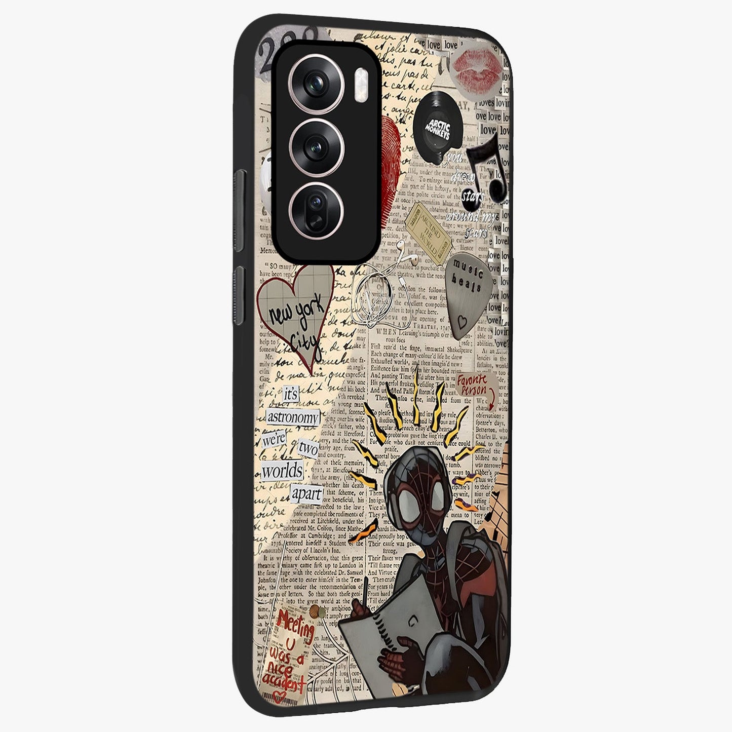 City Dream Sketch Glass Case upright view showcasing urban skyline artwork with stylish hand drawn design.