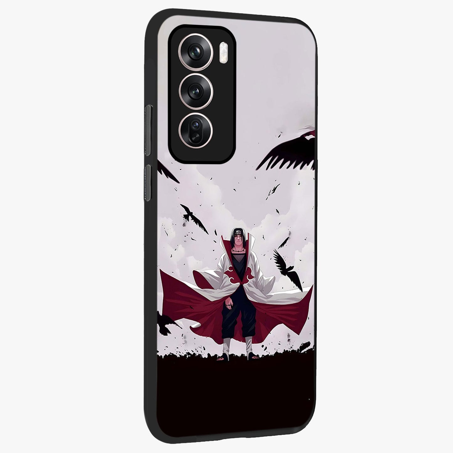 Crimson Crow Ascension Glass Case upright view showcasing dramatic crow artwork with bold gothic theme.
