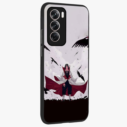 Crimson Crow Ascension Glass Case upright view showcasing dramatic crow artwork with bold gothic theme.