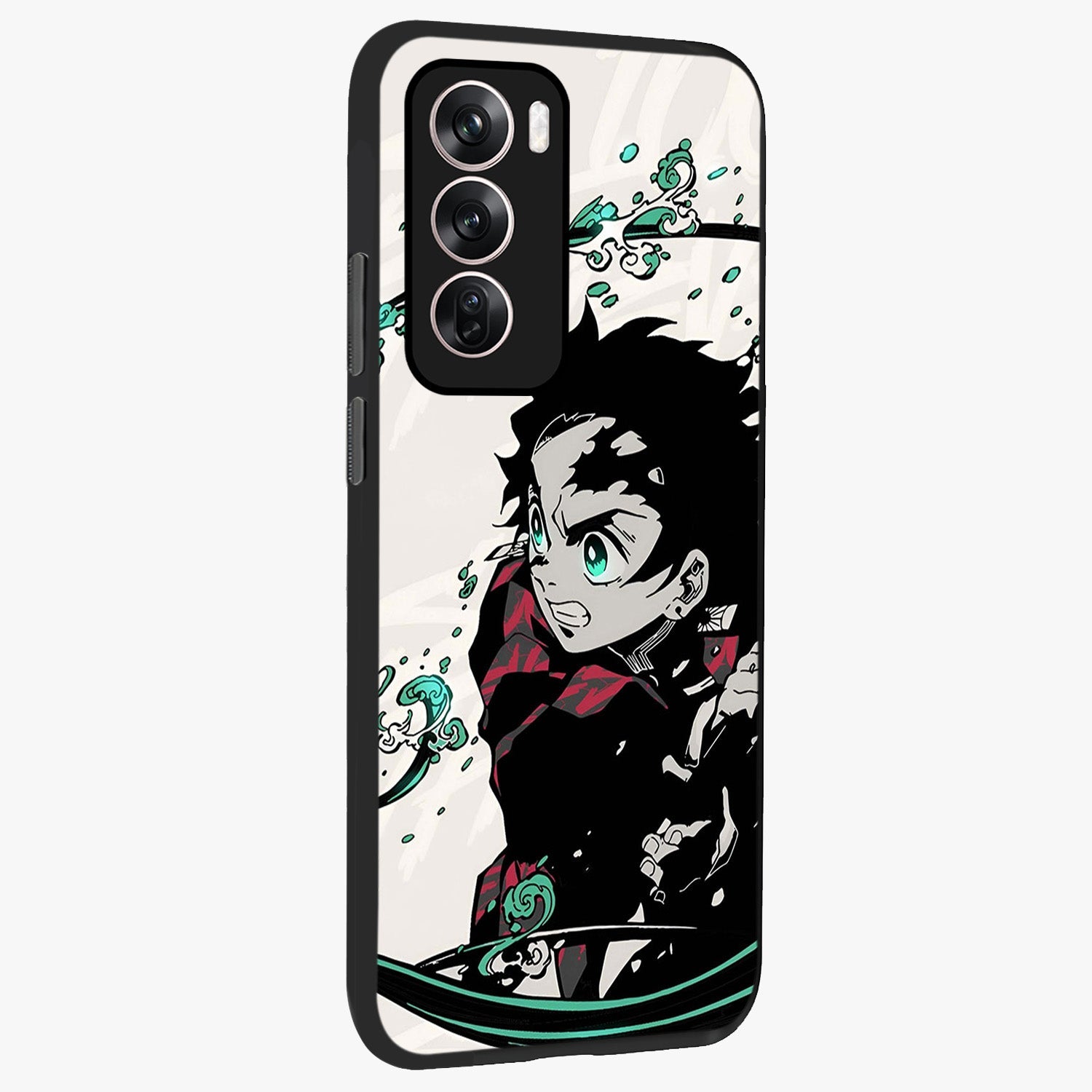 Demon Slayer Glass Case upright view showcasing powerful anime artwork with intense warrior theme.