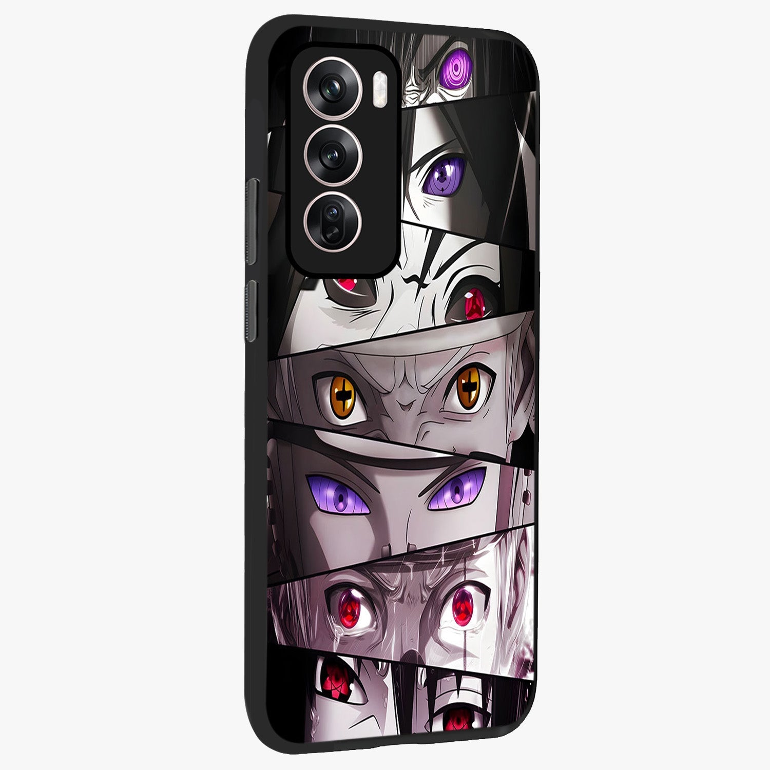 Eyes of Destiny Glass Case upright view showcasing symbolic eye artwork with dramatic artistic theme.