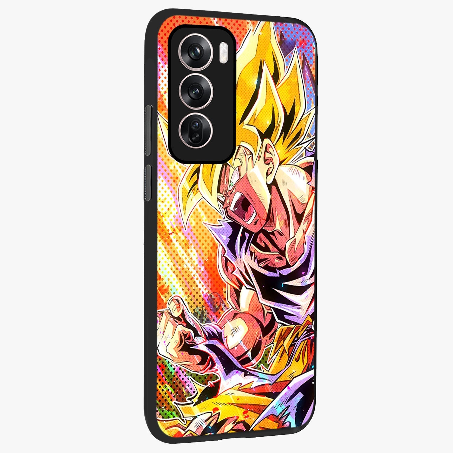 Firing Goku Glass Case upright view showcasing energetic anime artwork with bold warrior theme.