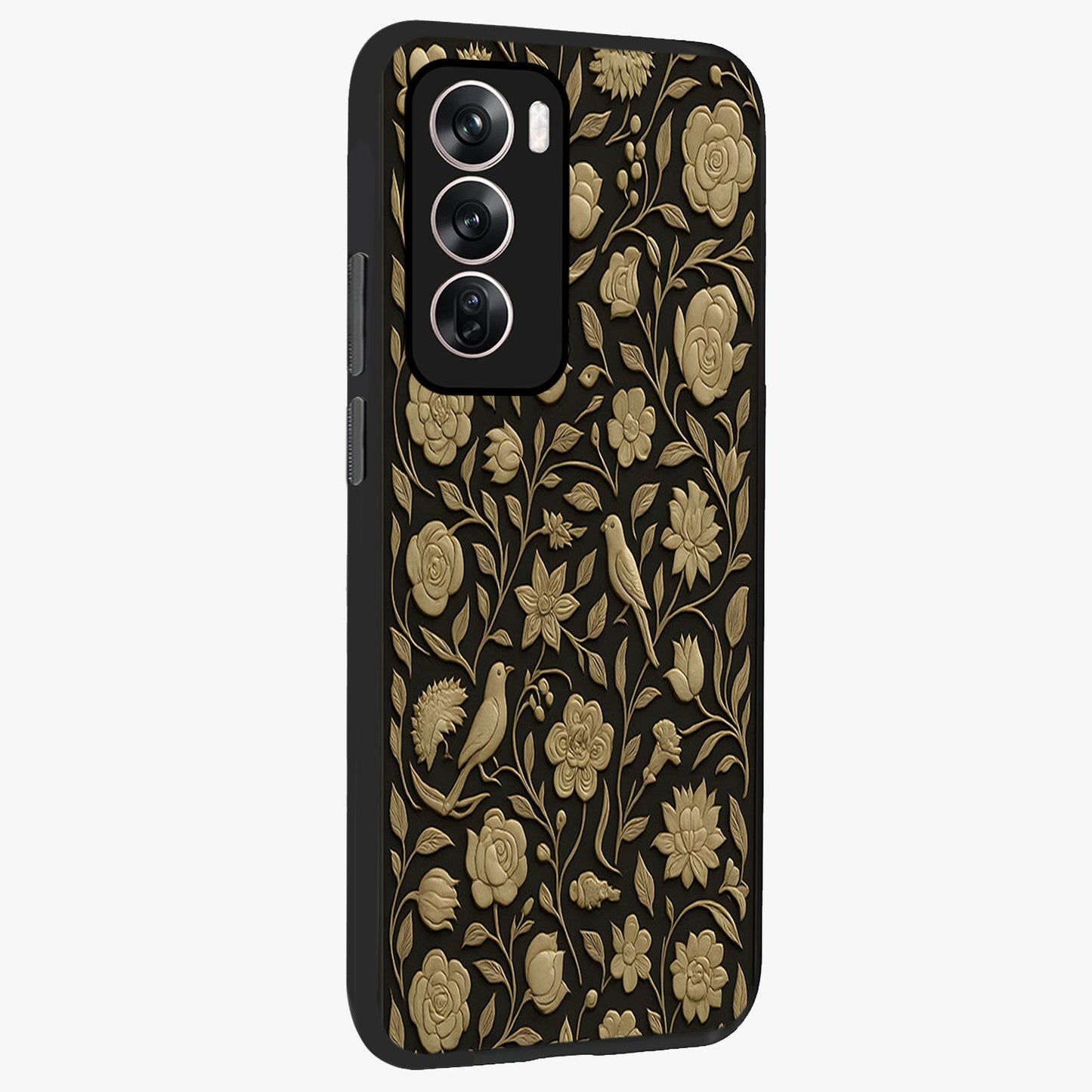 Golden Evil Eye Mandala Glass Case upright view showcasing decorative evil eye mandala artwork with spiritual aesthetic style.