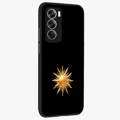 Golden Sun Minimalism Glass Case upright view showcasing haunting graveyard artwork with dramatic dark theme.