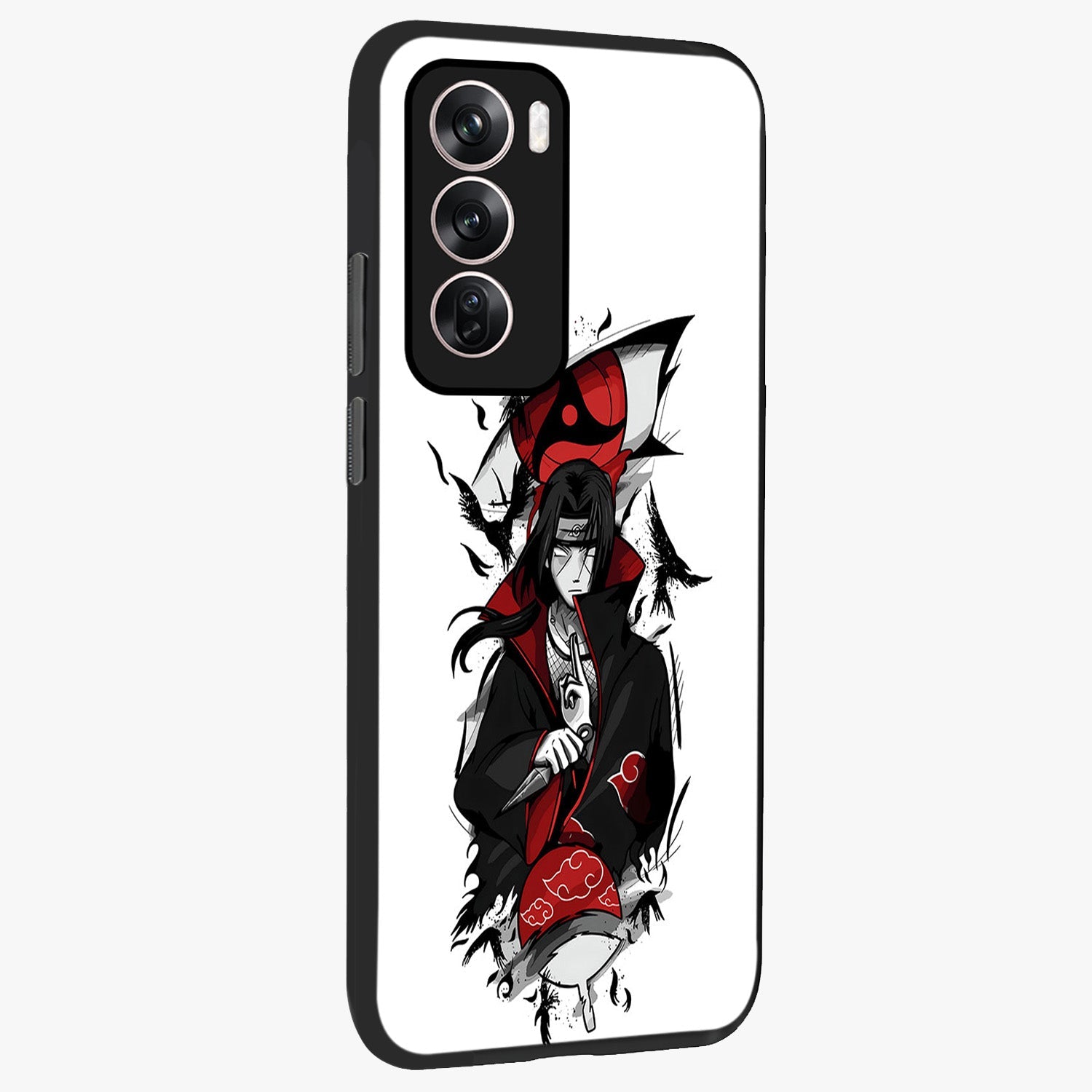 Itachi Limited Edition Naruto Anime Glass Case upright view showcasing intense anime artwork with powerful character theme.