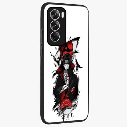 Itachi Limited Edition Naruto Anime Glass Case upright view showcasing intense anime artwork with powerful character theme.