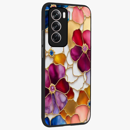 Marble Flower Pattern Glass Case upright view showcasing decorative marble flower artwork with refined style.