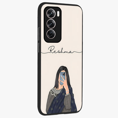 Mirror Mood Muse With Custom Name Glass Case upright view showcasing artistic mirror themed artwork with personalized aesthetic.