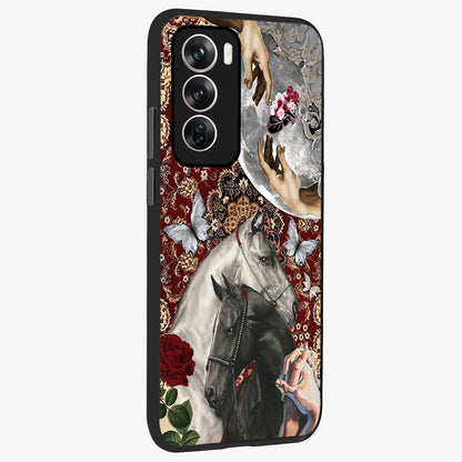 Moonlit Royal Stallion Glass Case upright view showcasing dramatic horse artwork with glowing moon themed design.
