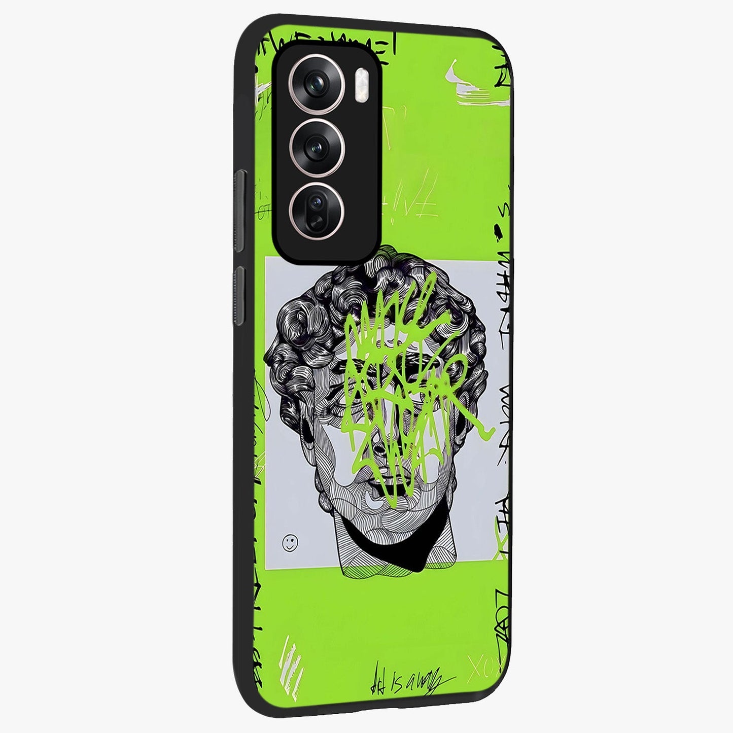 Neo Graffiti Rebellion Glass Case upright view showcasing colorful graffiti artwork with bold modern street style.