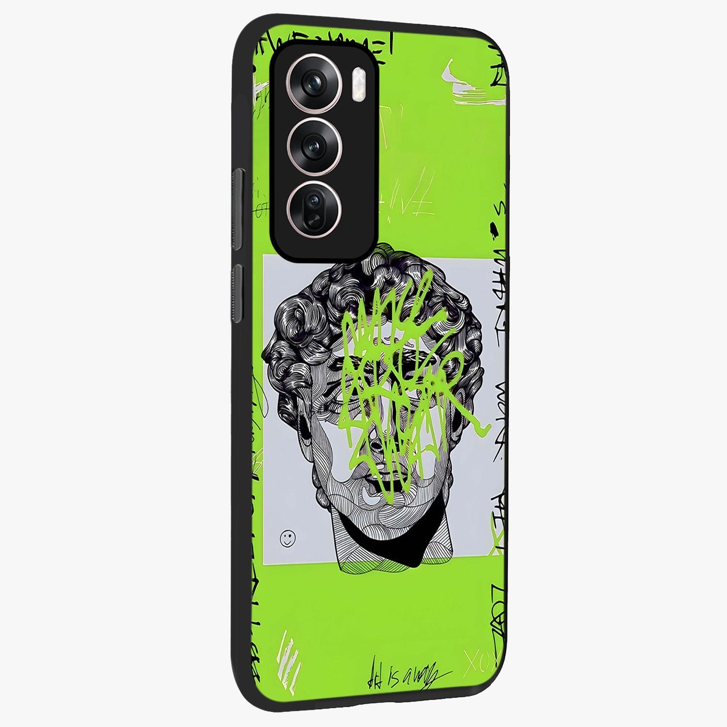 Neo Graffiti Rebellion Glass Case upright view showcasing colorful graffiti artwork with bold modern street style.