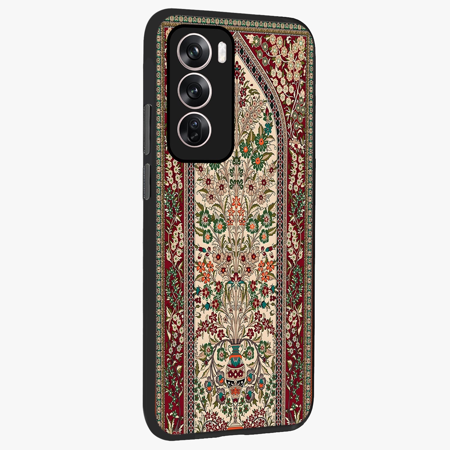 Persian Inspired Glass Case upright view showcasing decorative Persian artwork with rich heritage theme.
