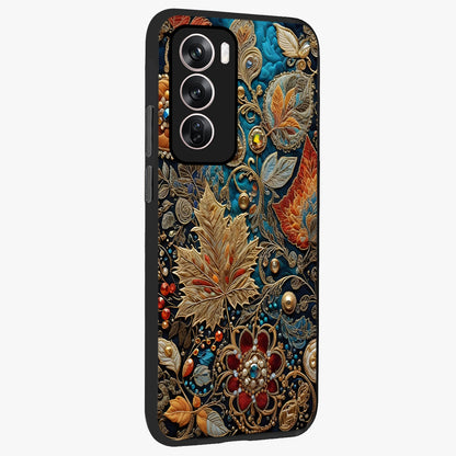 Royal Jewel Garden Glass Case upright view showcasing rich floral artwork with luxurious garden theme.