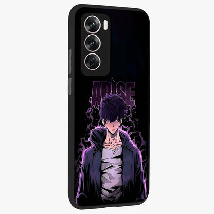 Shadow Monarch Awakening Glass Case upright view showcasing bold monarch artwork with mystical awakening theme.