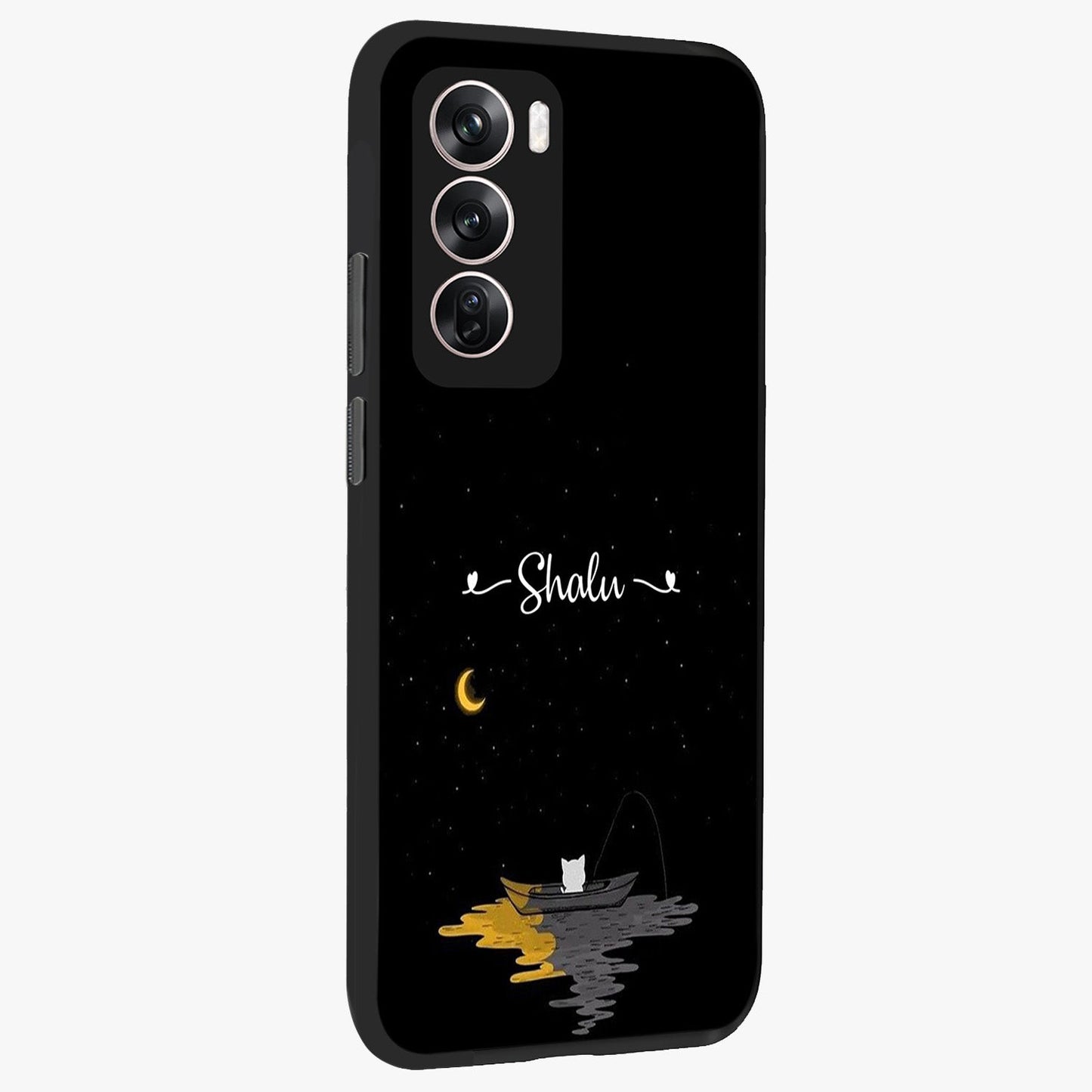 Silent Night Row Glass Case upright view showcasing tranquil night artwork with serene landscape theme.