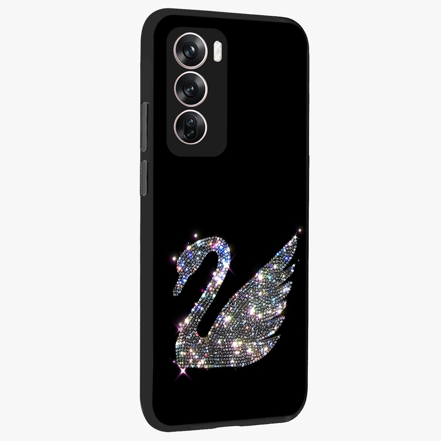 Starlit Swan Grace Glass Case upright view showcasing beautiful swan artwork with peaceful night themed design.