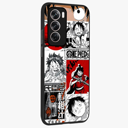 Strawhat Chaos Panels Glass Case upright view showcasing energetic anime artwork with bold adventure theme.