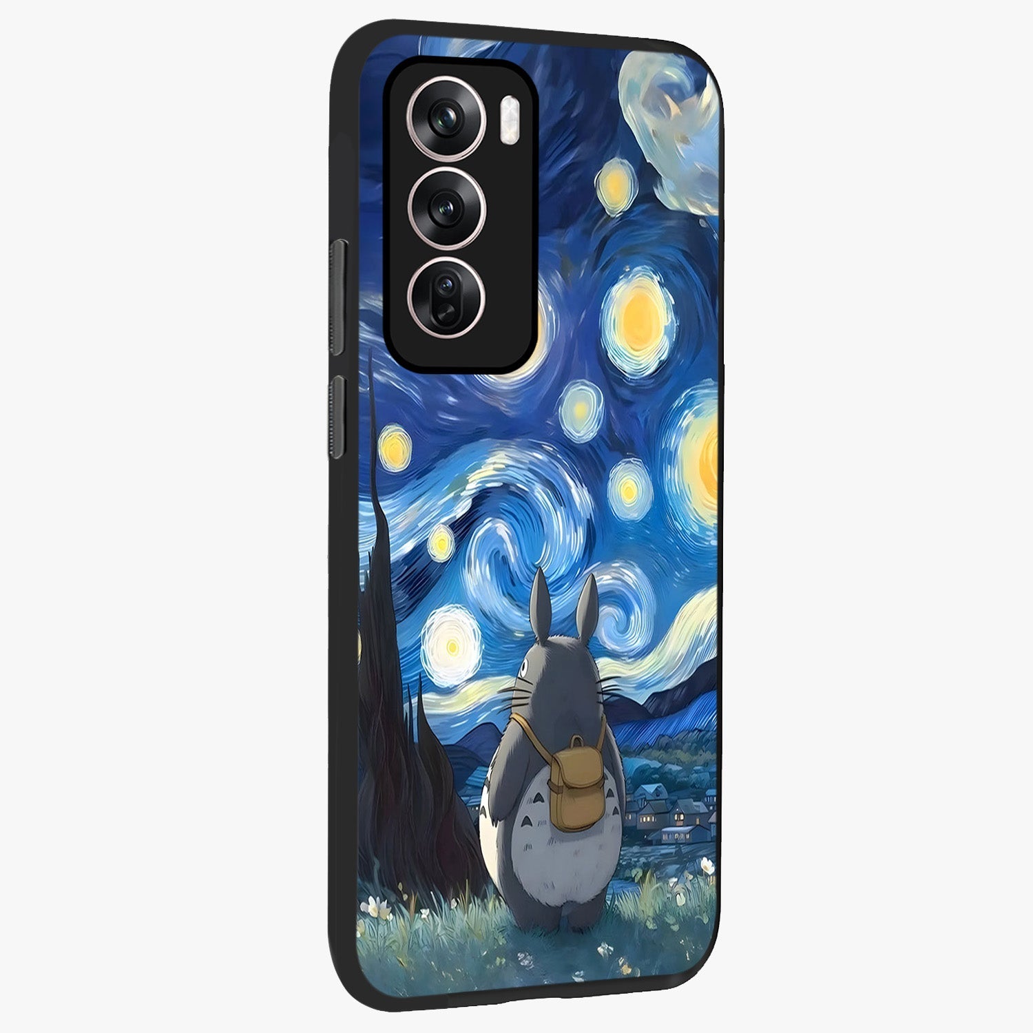 Totoro In Van Gogh Art Glass Case upright view showcasing creative character artwork with painterly artistic theme.