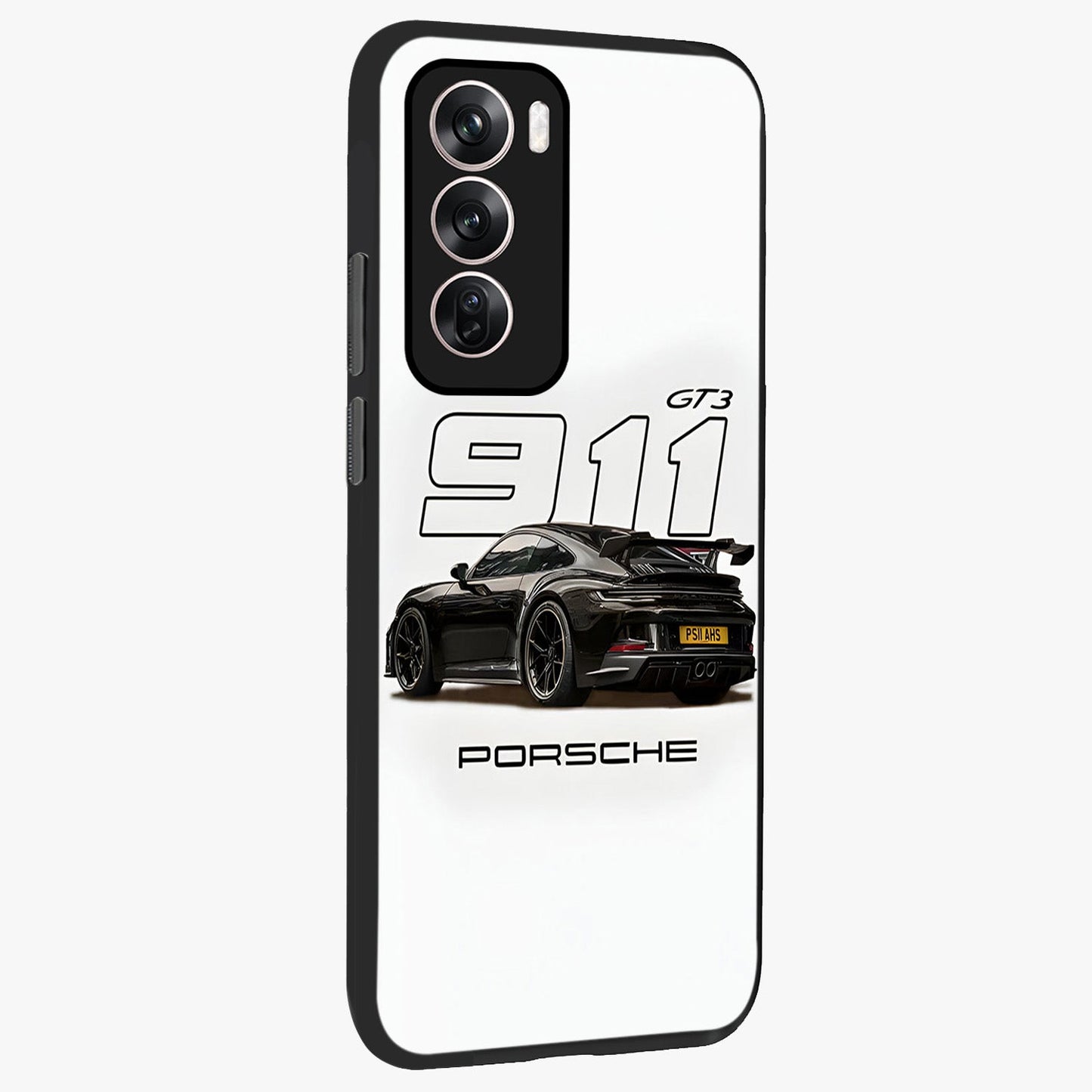 Turbo Legacy Icon Glass Case upright view showcasing bold racing inspired artwork with classic car theme.