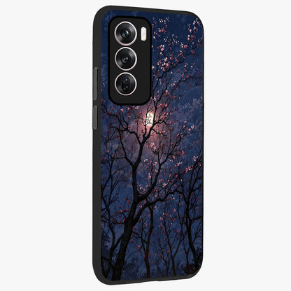 Twilight Sakura Serenade Glass Case upright view showcasing beautiful cherry blossom artwork with serene evening theme.