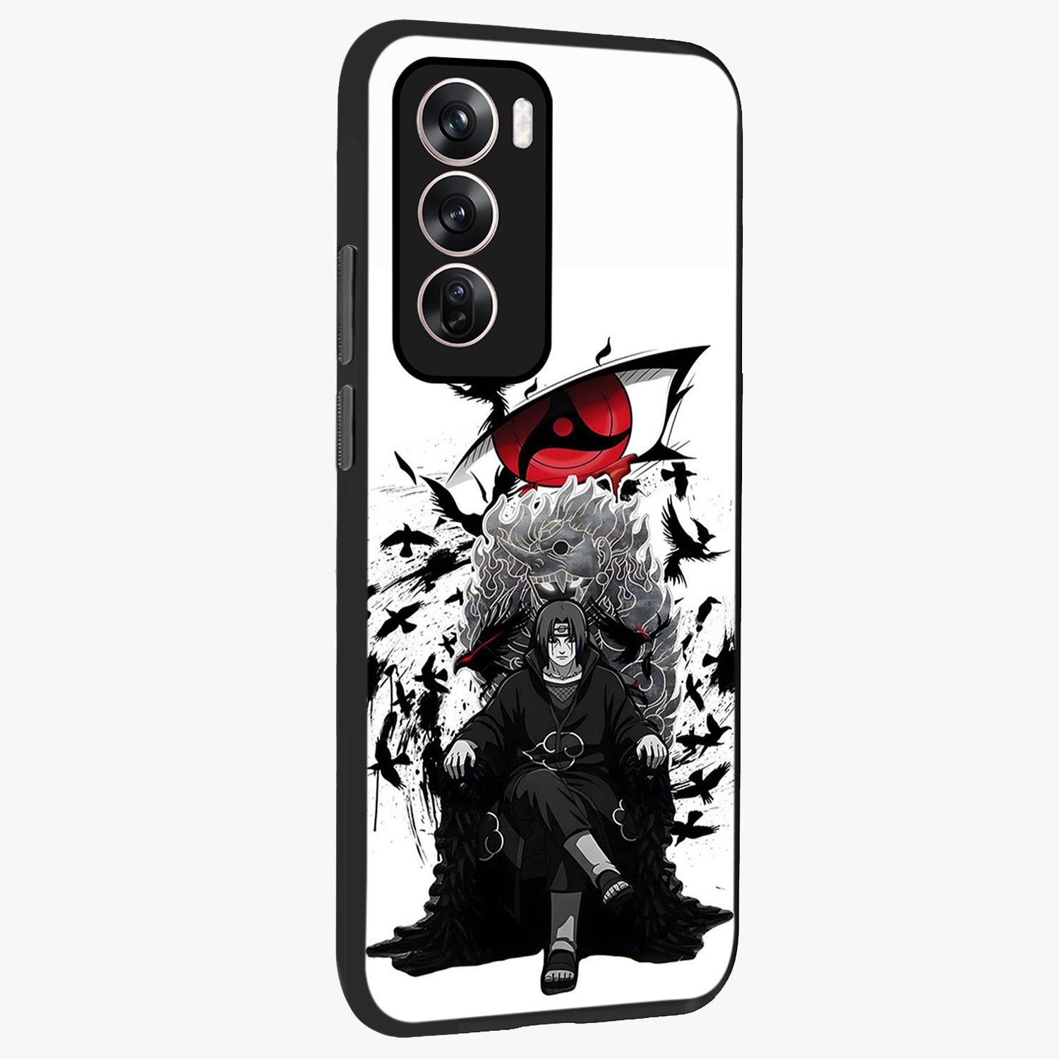 Uchiha Shadow Throne Glass Case upright view showcasing magical underwater galaxy artwork with vibrant cosmic theme.