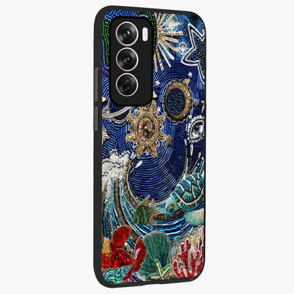 Universe Underwater Spark Glass Case upright view showcasing magical underwater galaxy artwork with vibrant cosmic theme.