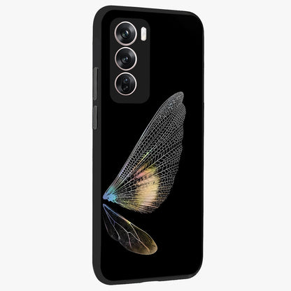Whispers Of Wings Glass Case upright view showcasing elegant wing artwork with light airy theme.