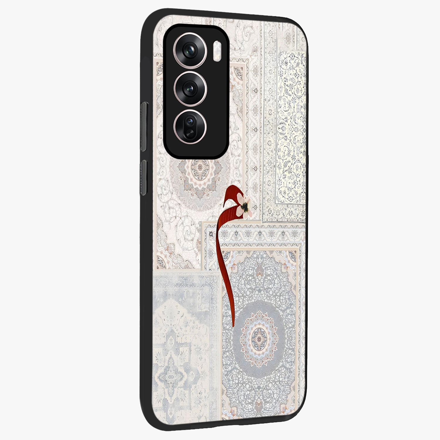 White Aesthetic Bow Glass Case upright view showcasing delicate ribbon bow artwork with cute minimalist theme.