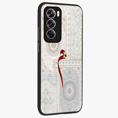 White Aesthetic Bow Glass Case upright view showcasing delicate ribbon bow artwork with cute minimalist theme.