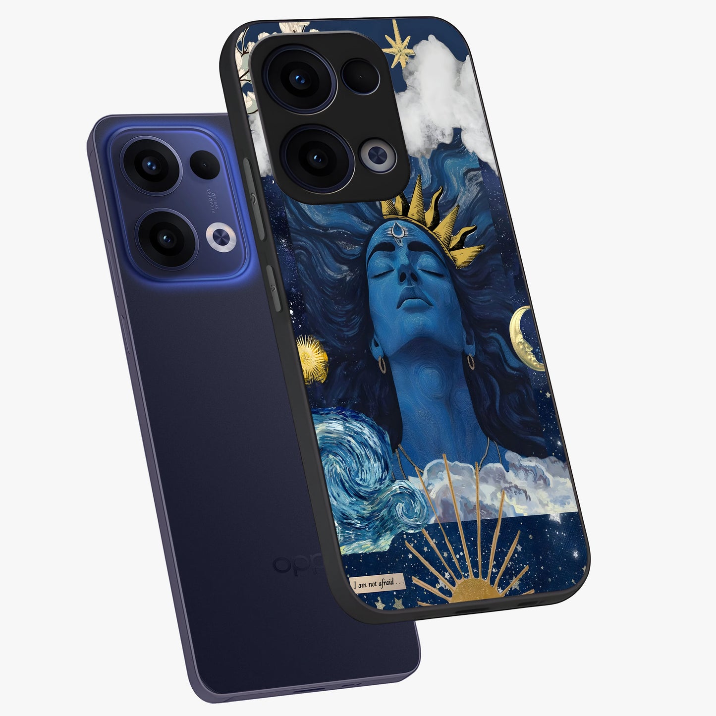 Aesthetic Lord Shiva Glass Case displayed in angled mockup highlighting spiritual Shiva illustration and sacred aesthetic design.