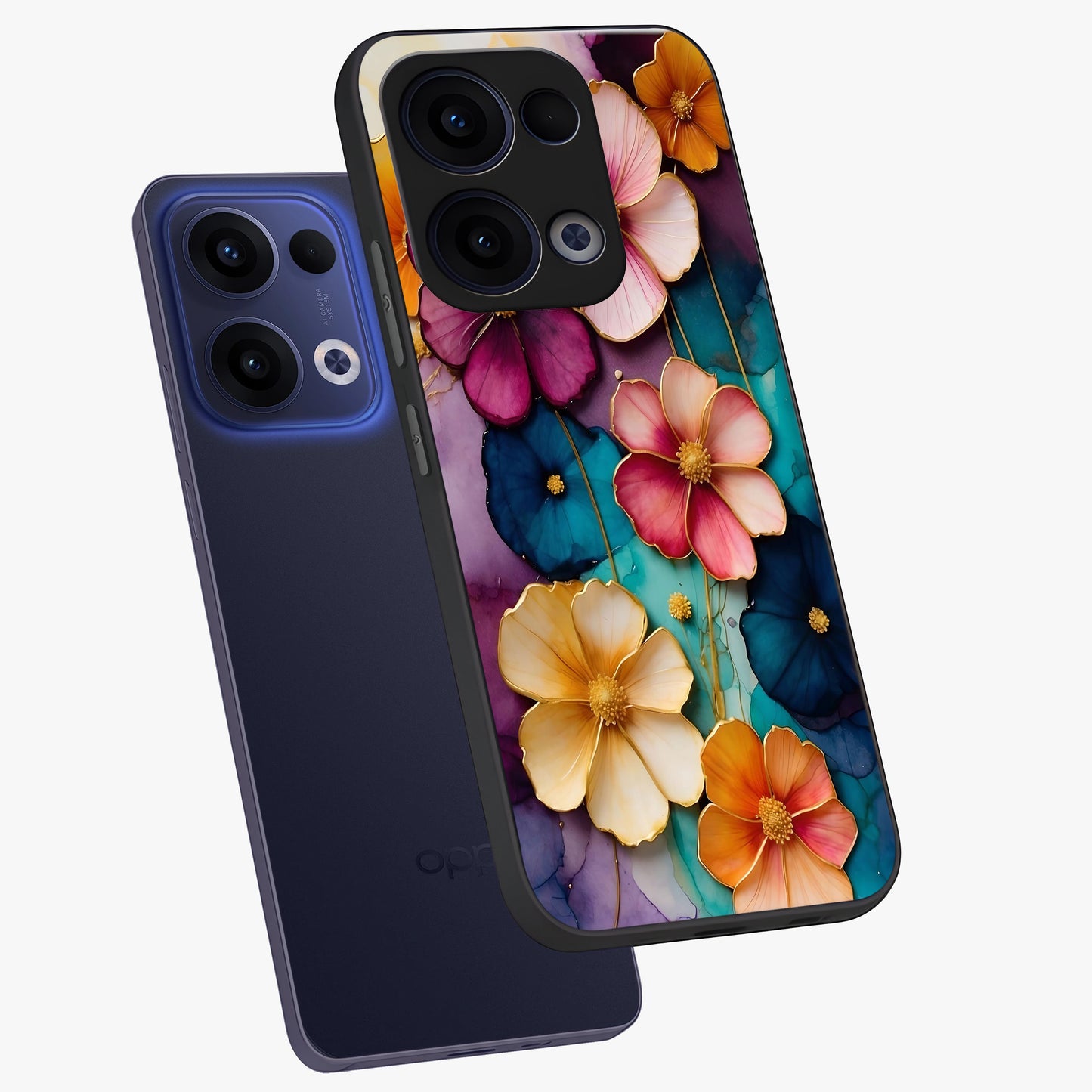 Artlyn Grace Flower Pattern Glass Case displayed in angled mockup highlighting delicate flower pattern design and smooth glass surface.