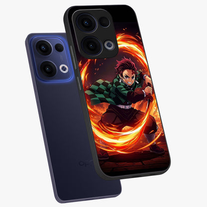 Blazing Sword Resolve Glass Case displayed in angled mockup highlighting powerful sword illustration and bold fantasy theme.