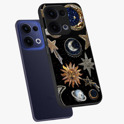 Celestial Gem Constellations Glass Case displayed in angled mockup highlighting gemstone inspired constellation design.