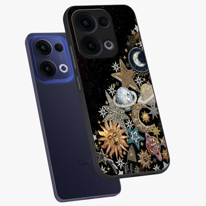 Cosmic Sparkle Dreams Glass Case displayed in angled mockup highlighting dreamy star sparkle design with celestial aesthetic.