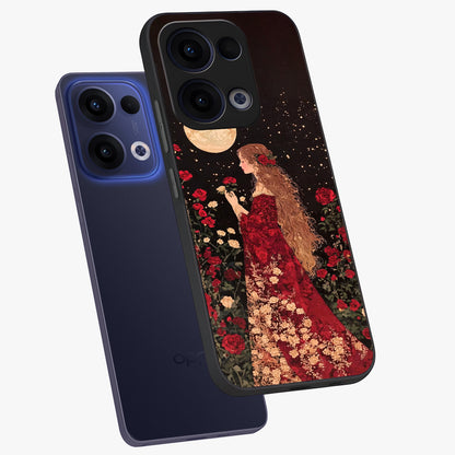Crimson Dreams Glass Case displayed in angled mockup highlighting soft crimson aesthetic design with artistic theme.