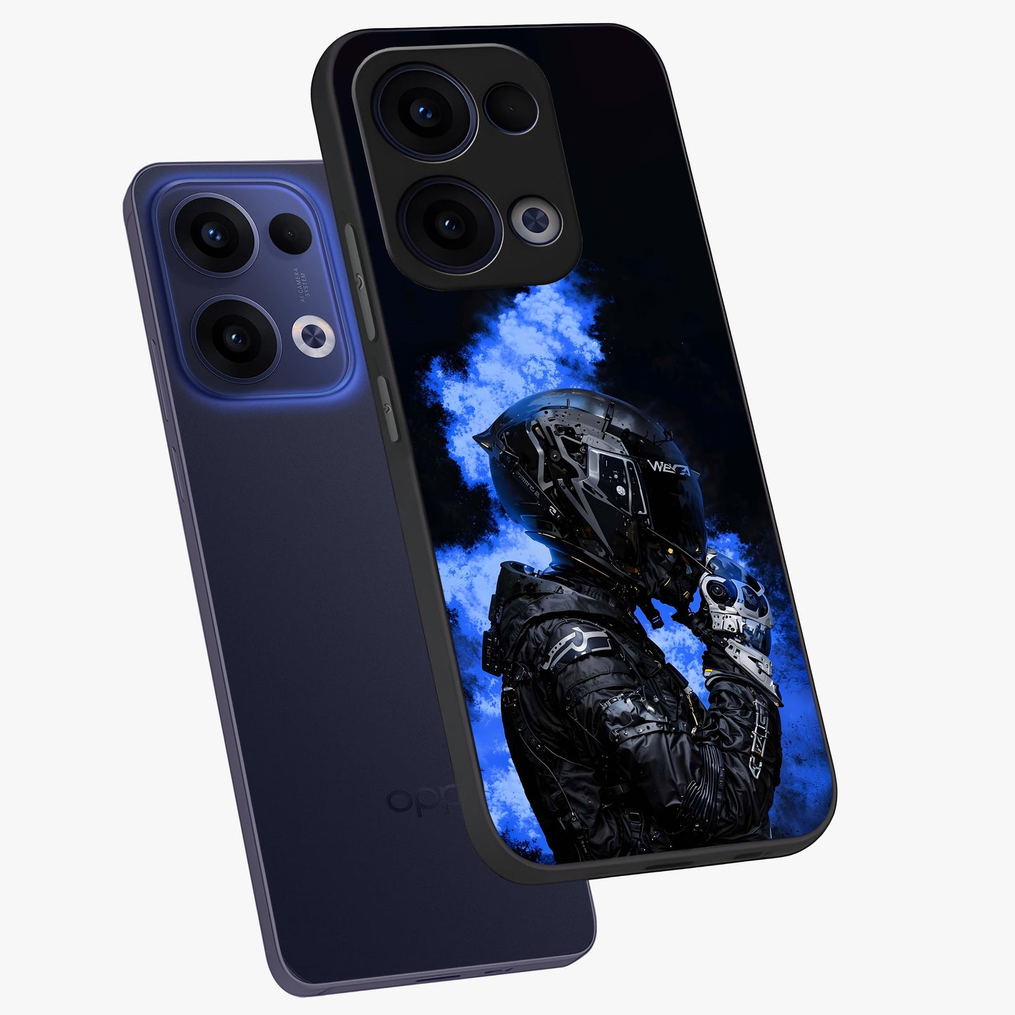Cyber Sentinel Protocol Glass Case displayed in angled mockup highlighting digital cyber design with sci-fi aesthetic style.