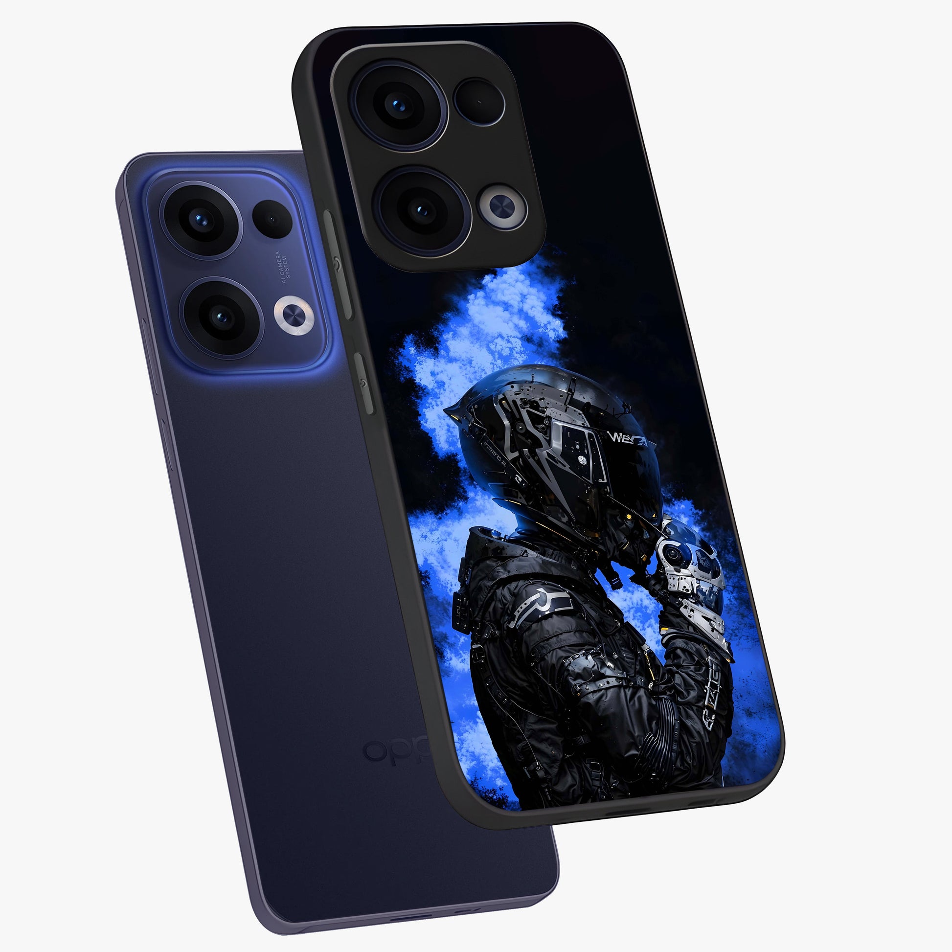 Cyber Sentinel Protocol Glass Case displayed in angled mockup highlighting digital cyber design with sci-fi aesthetic style.