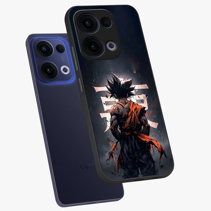 Dark Warrior In Rain Glass Case displayed in angled mockup highlighting dramatic warrior illustration with dark rain aesthetic.