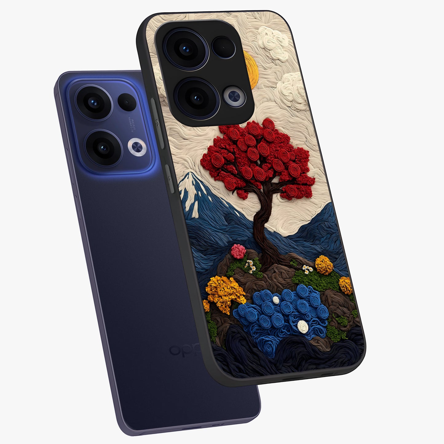 Eternal Nature Tapestry Glass Case displayed in angled mockup highlighting detailed botanical pattern with artistic aesthetic.